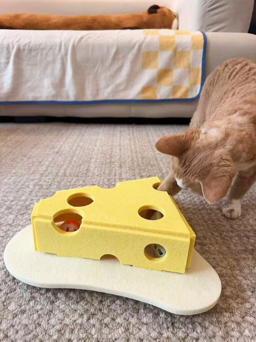 Felt Cheese Puzzle Cat Toy