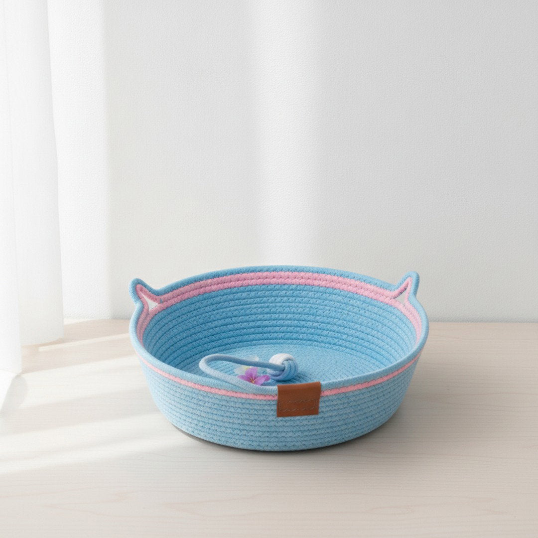 Cotton Rope Cat Bed with Interactive Ball