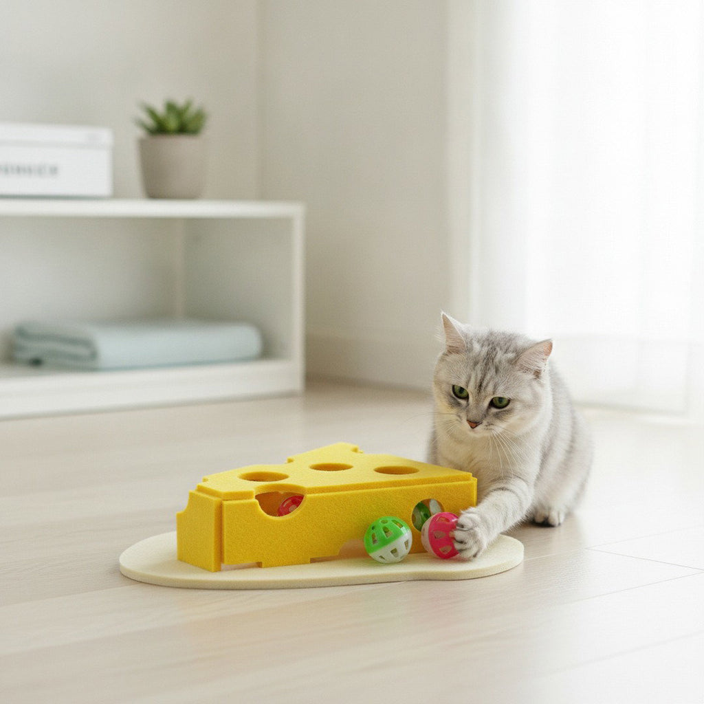 Felt Cheese Puzzle Cat Toy