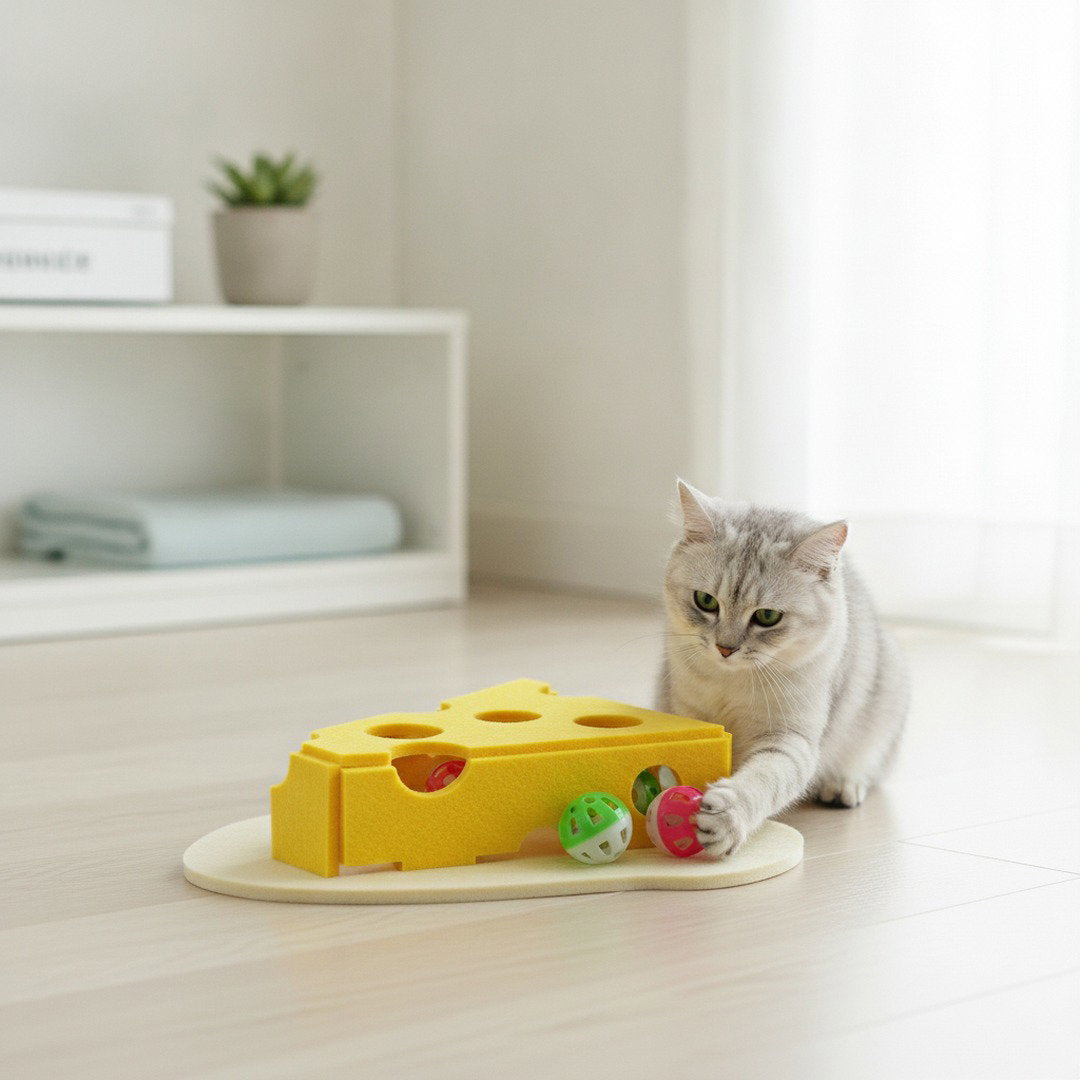 Felt Cheese Puzzle Cat Toy