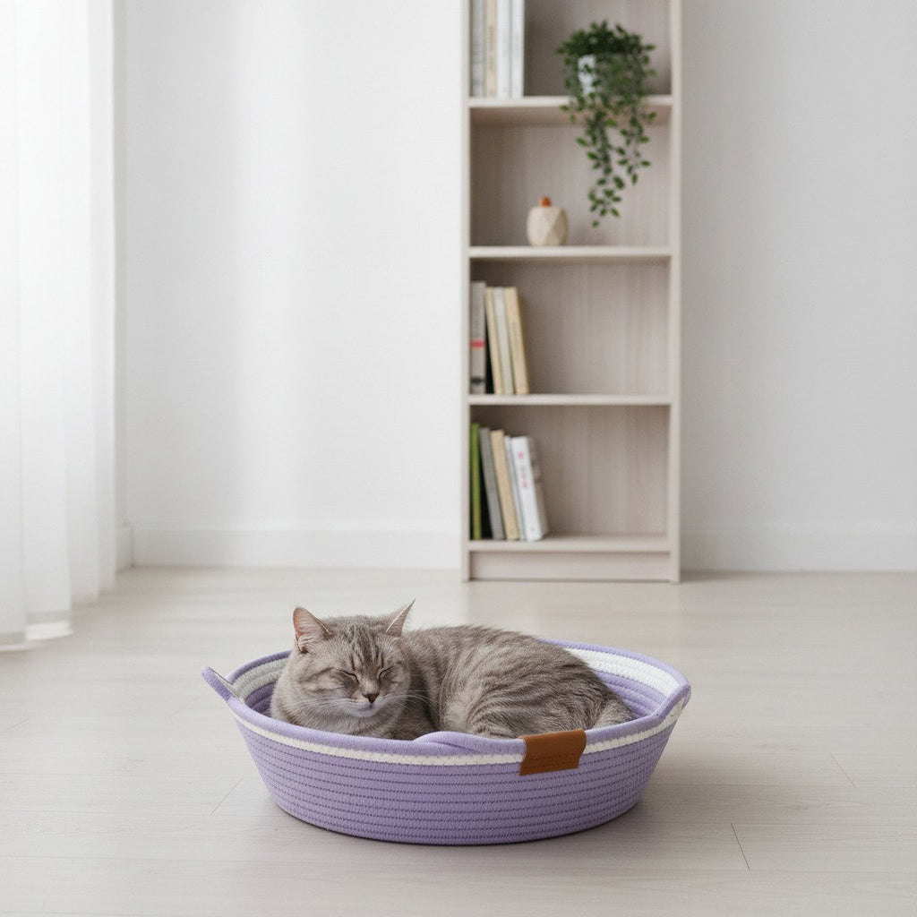 Cotton Rope Cat Bed with Interactive Ball
