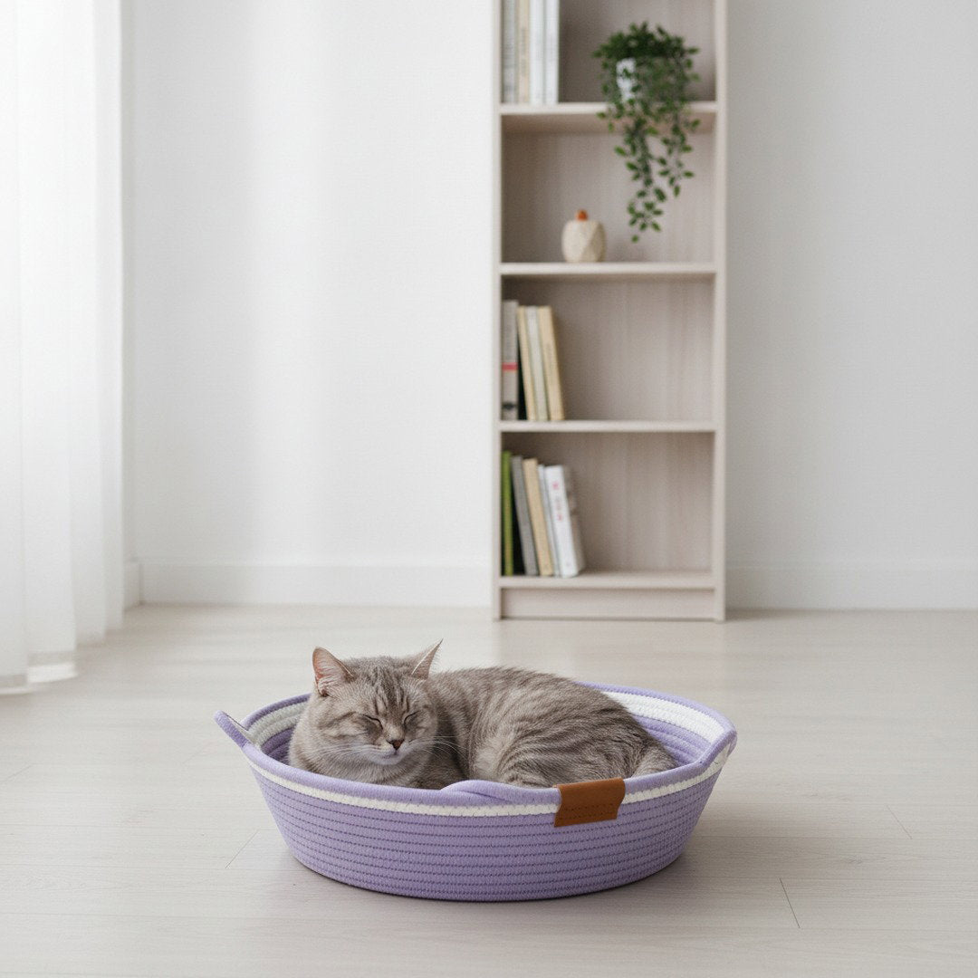 Cotton Rope Cat Bed with Interactive Ball