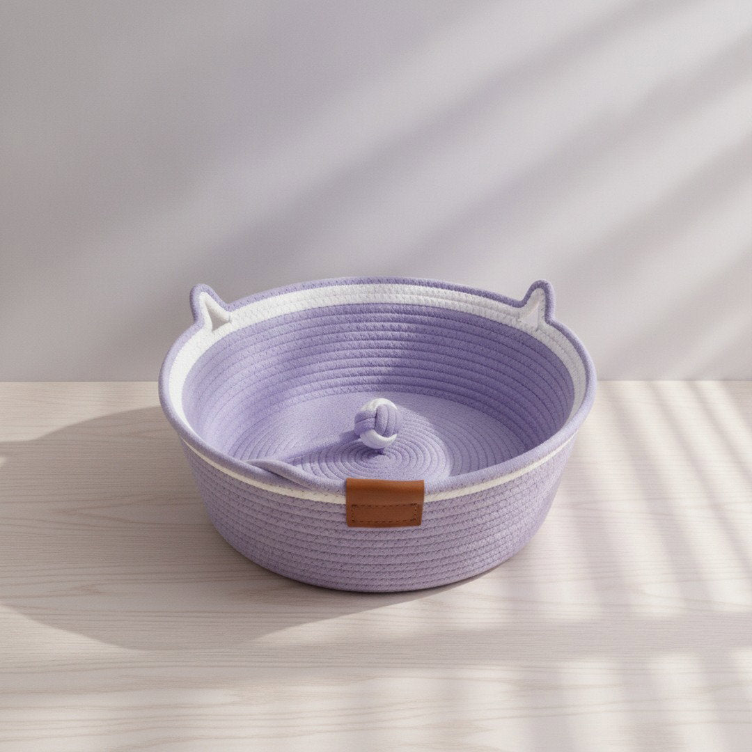 Cotton Rope Cat Bed with Interactive Ball