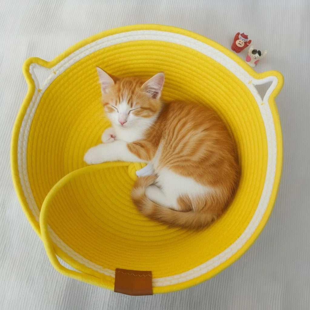 Cotton Rope Cat Bed with Interactive Ball