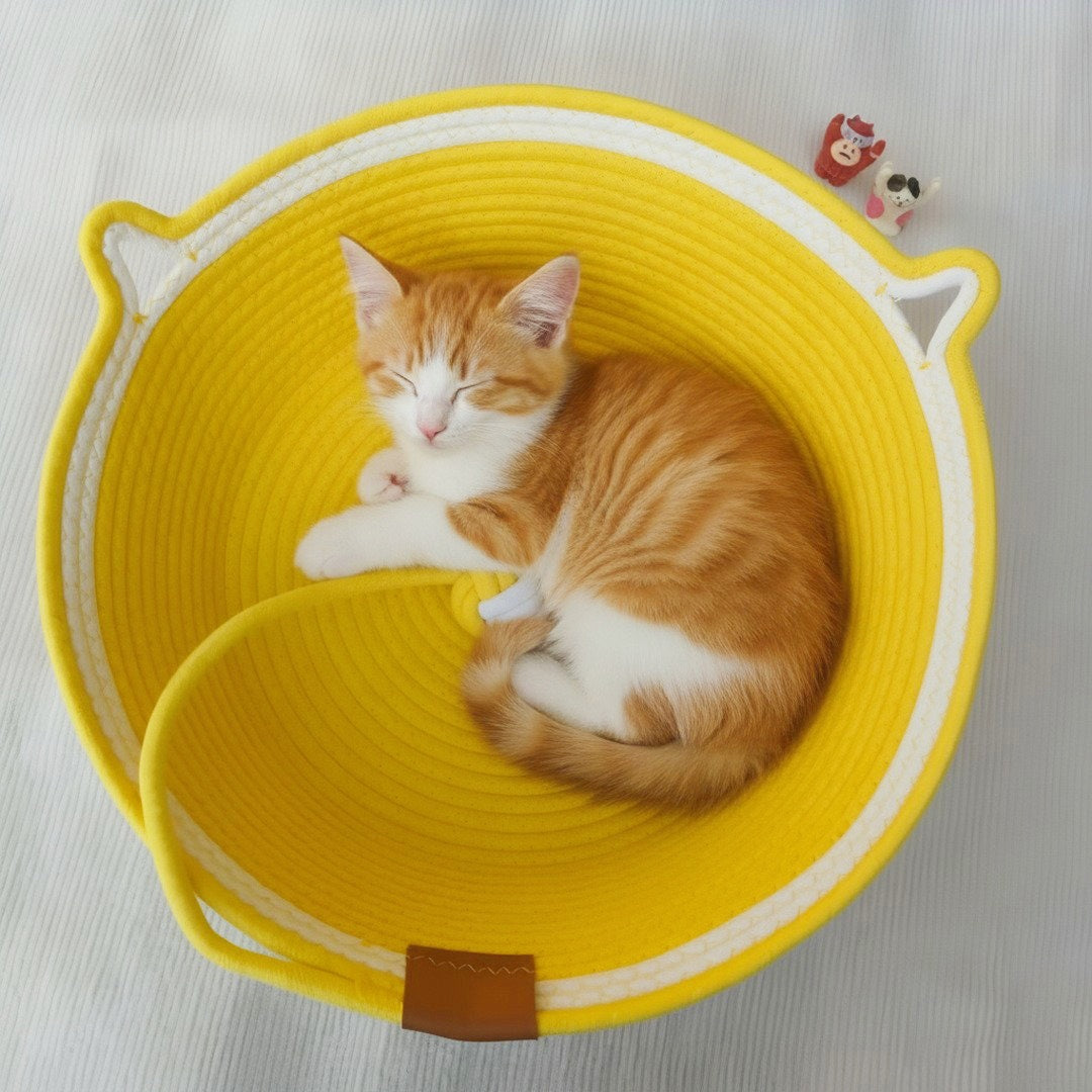 Cotton Rope Cat Bed with Interactive Ball